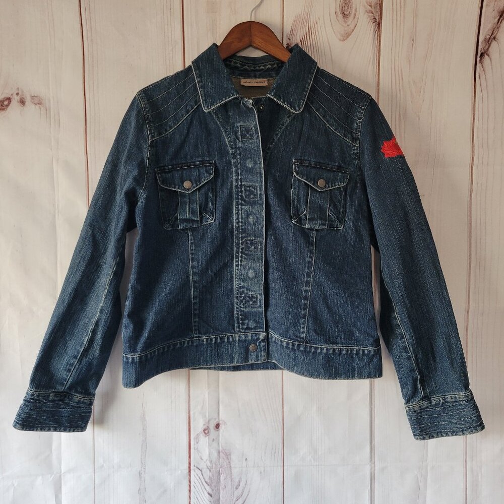 i.e. Relaxed Denim Trucker Jean Jacket Women’s L Blue 100% Cotton Vintage Snap